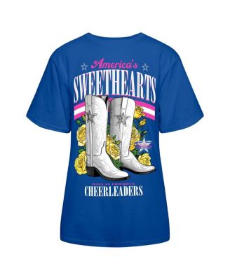 Women's Royal Dallas Cowboys Cheerleaders Sweetheart Boots T-Shirt
