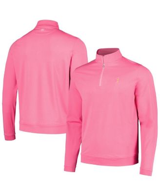 Peter Millar - Men's Pink THE PLAYERS Perth m&eacute;lange Performance Quarter-Zip Sweatshirt