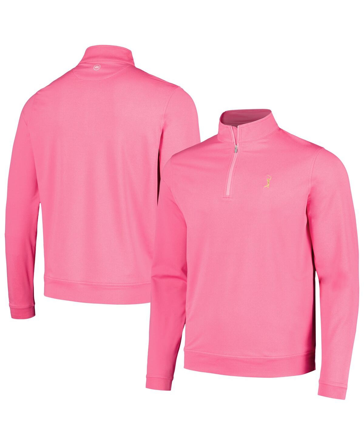 Peter Millar Men's Pink The Players Perth Melange Performance Quarter-zip Sweatshirt In Pink