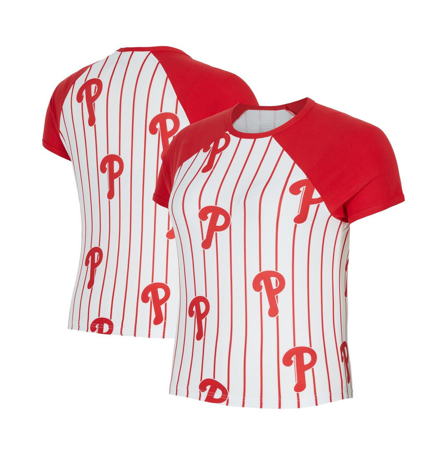 Женский топ Concepts Sport White Philadelphia Phillies Outbound Pinstripe Raglan — фото 1
