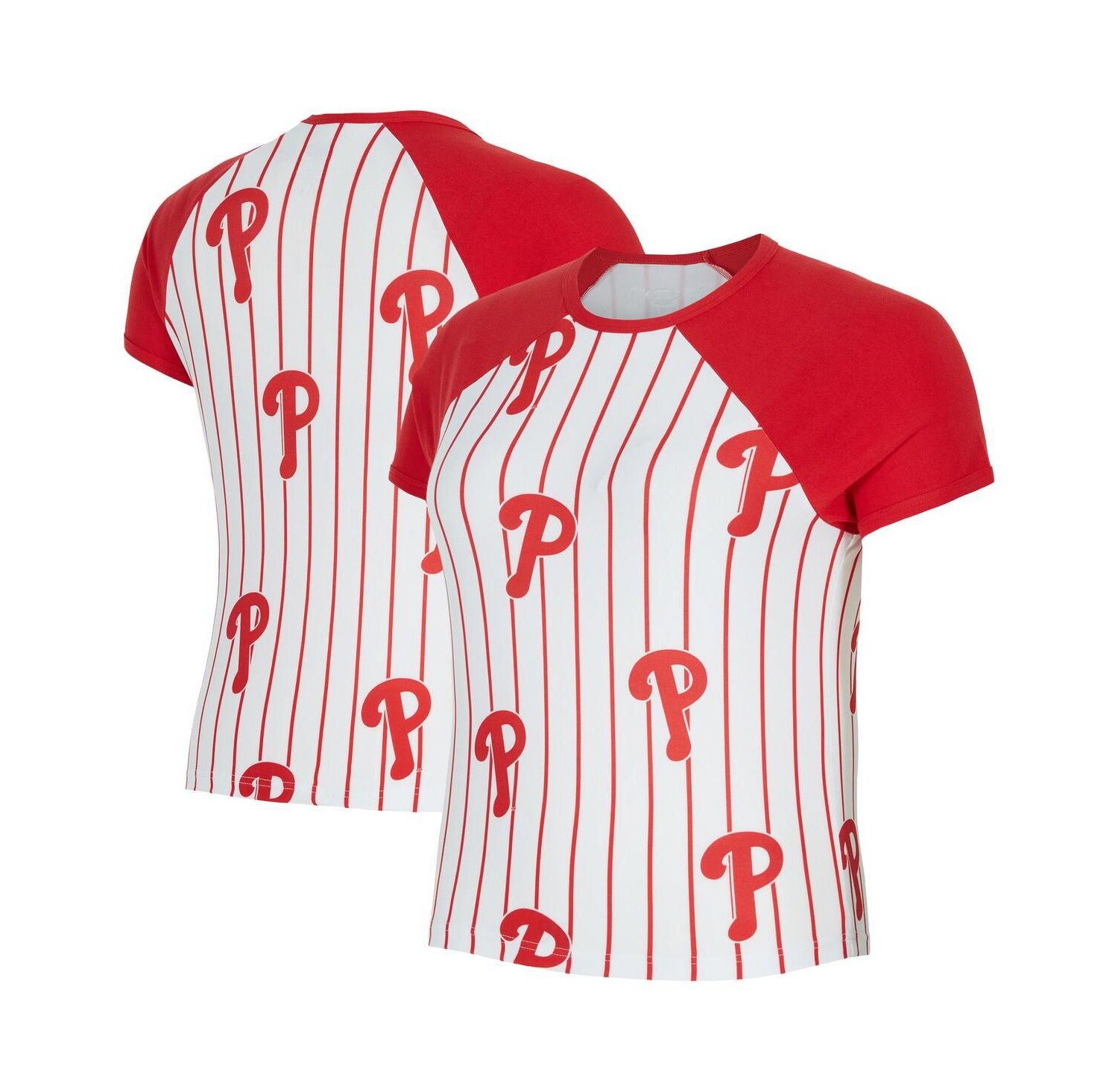 Women's White Philadelphia Phillies Outbound Pinstripe Raglan Top