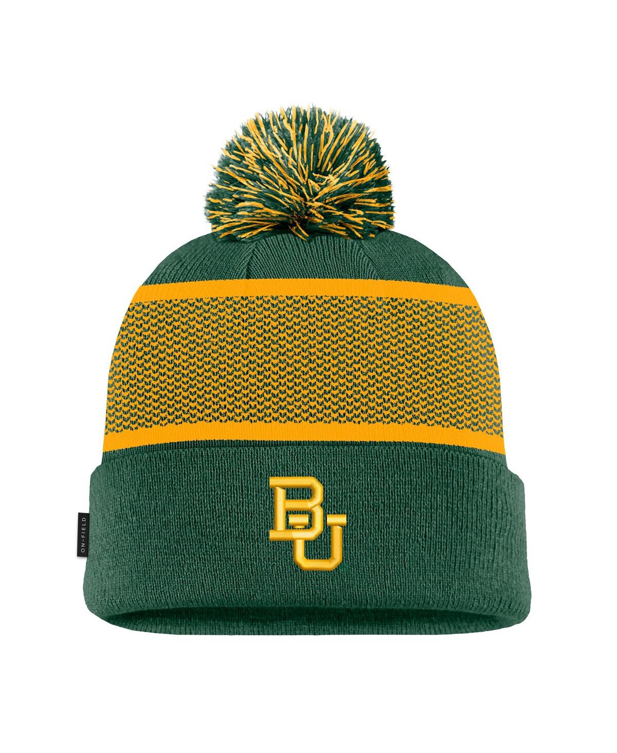 Nike Men's Green Baylor Bears 2024 Sideline Peak Cuffed with Pom Knit Hat