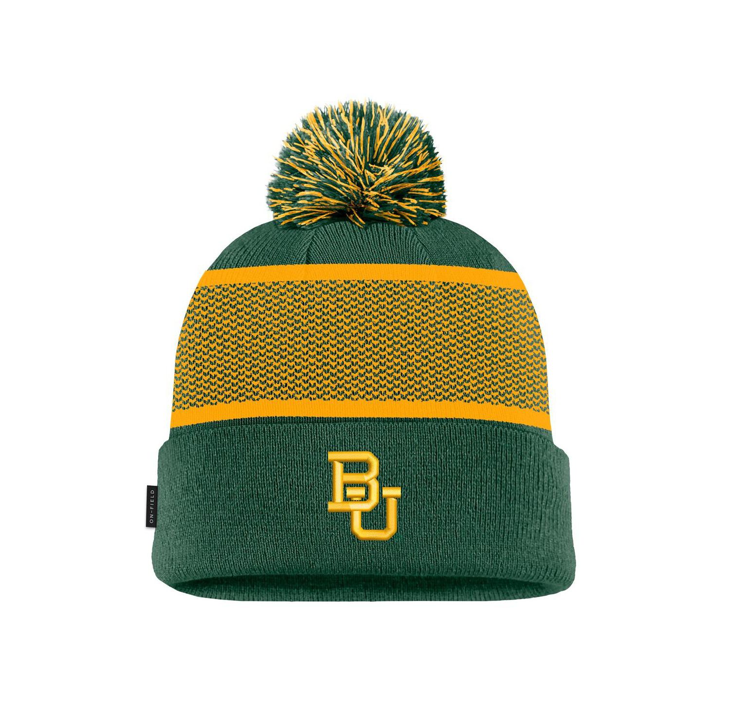 Men's Green Baylor Bears 2024 Sideline Peak Cuffed with Pom Knit Hat