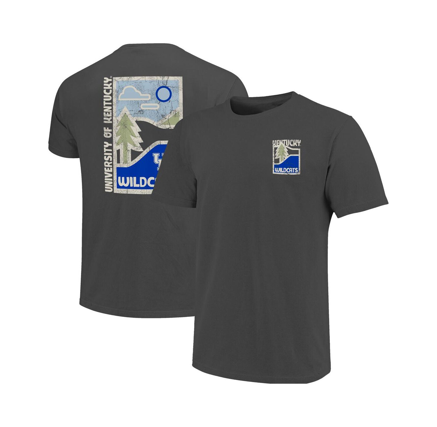 Men's Graphite Kentucky Wildcats Comfort Colors Minimal Vista Distressed Graphics T-Shirt