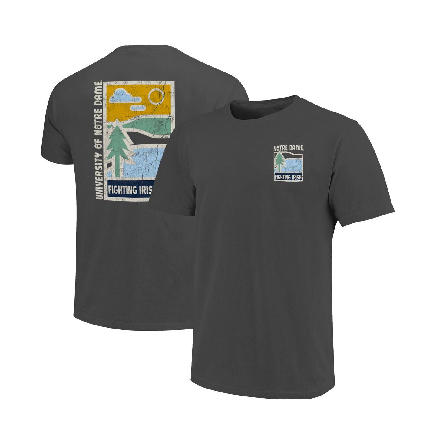 Мужская футболка Image One Graphite Notre Dame Fighting Irish Comfort Colors Minimal Vista Distressed Graphics — фото 1