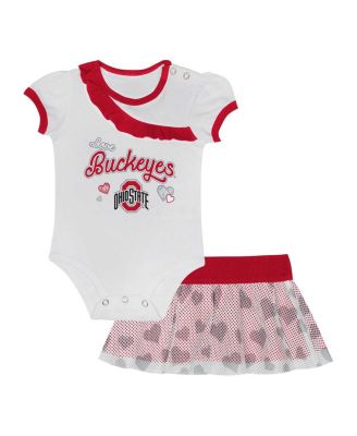 Outerstuff - Girls Baby Boys and Girls Ohio State Buckeyes Two-Piece Love My Team Bodysuit Skirt Set