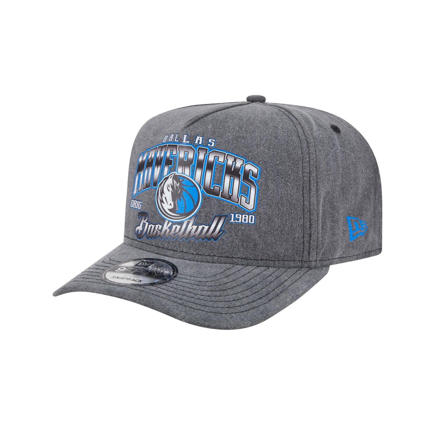 Men's Charcoal Dallas Mavericks Throwback Washed Pre-Curved 9FIFTY Snapback Hat