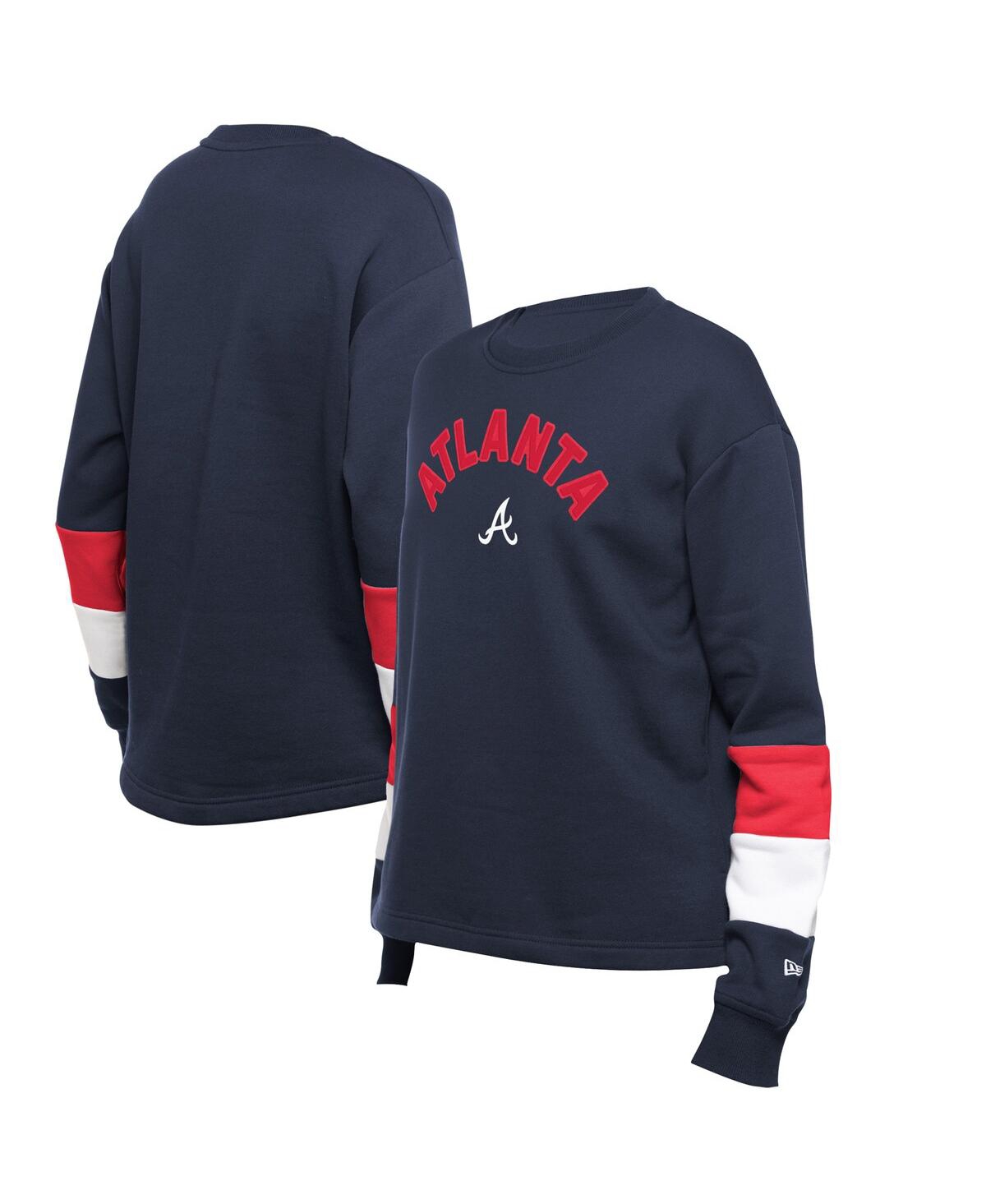 Women's Navy Atlanta Braves Game Day Color Pullover Sweatshirt - Navy