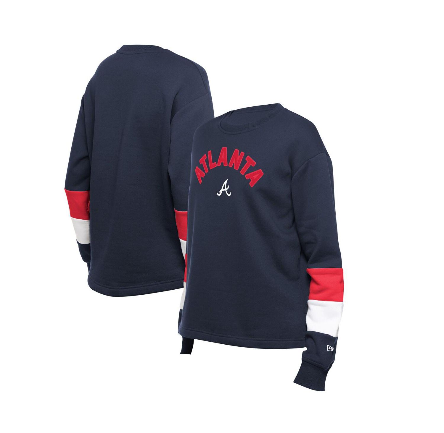 Women's Navy Atlanta Braves Game Day Color Pullover Sweatshirt