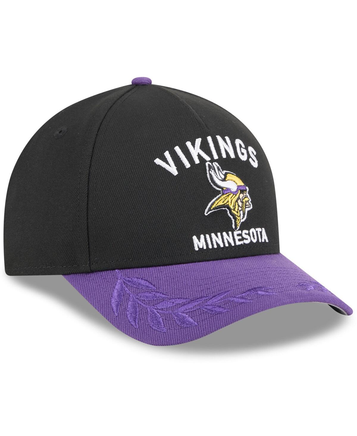 New Era Big Boys and Girls Black/Purple Minnesota Vikings 2025 Nfl Draft 9FORTY A-Frame M-Crown Adjustable Hat