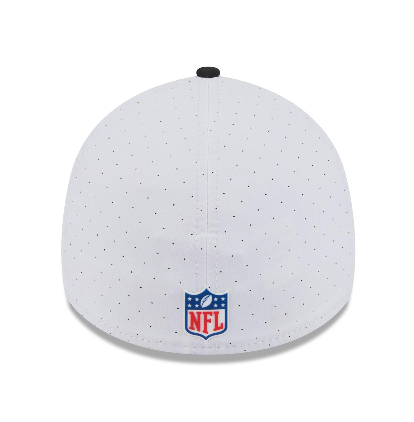 Мужская кепка New Era White/Black Jacksonville Jaguars 2025 NFL Training Camp Throwback Logo 39THIRTY Flex Hat — фото 4