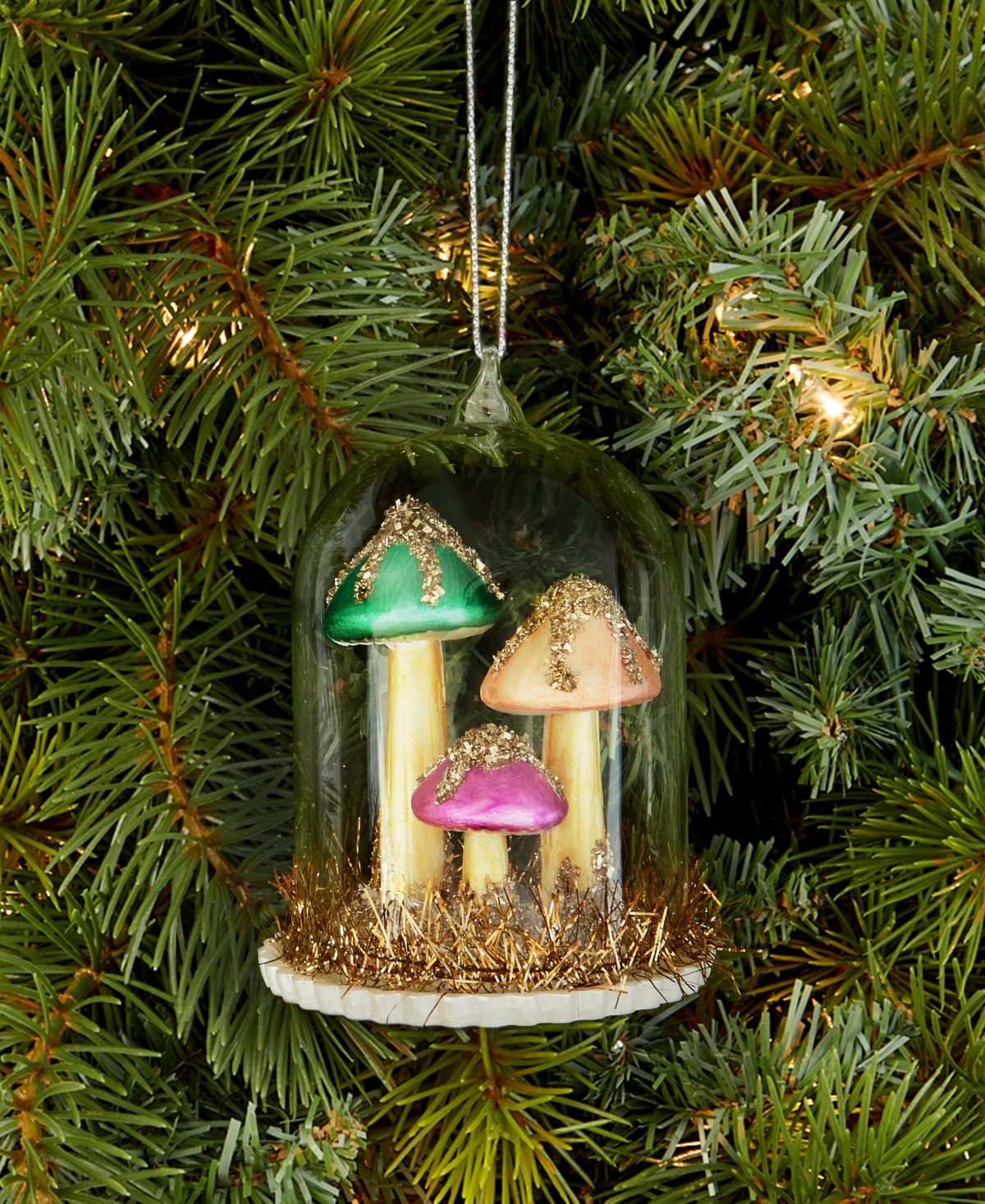 Holiday Lane Enchanted Forest Glass Colorful Mushrooms Ornament, Macy's Exclusive In Transparent