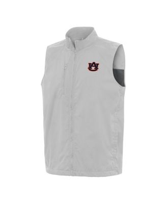 Antigua - Men's Heather Gray Auburn Tigers Brisk Full-Zip Vest