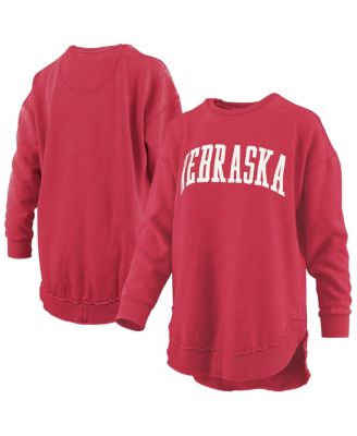 Women's Scarlet Nebraska Huskers M&eacute;lange Poncho Vintage Fleece Long Sleeve Pullover Sweatshirt