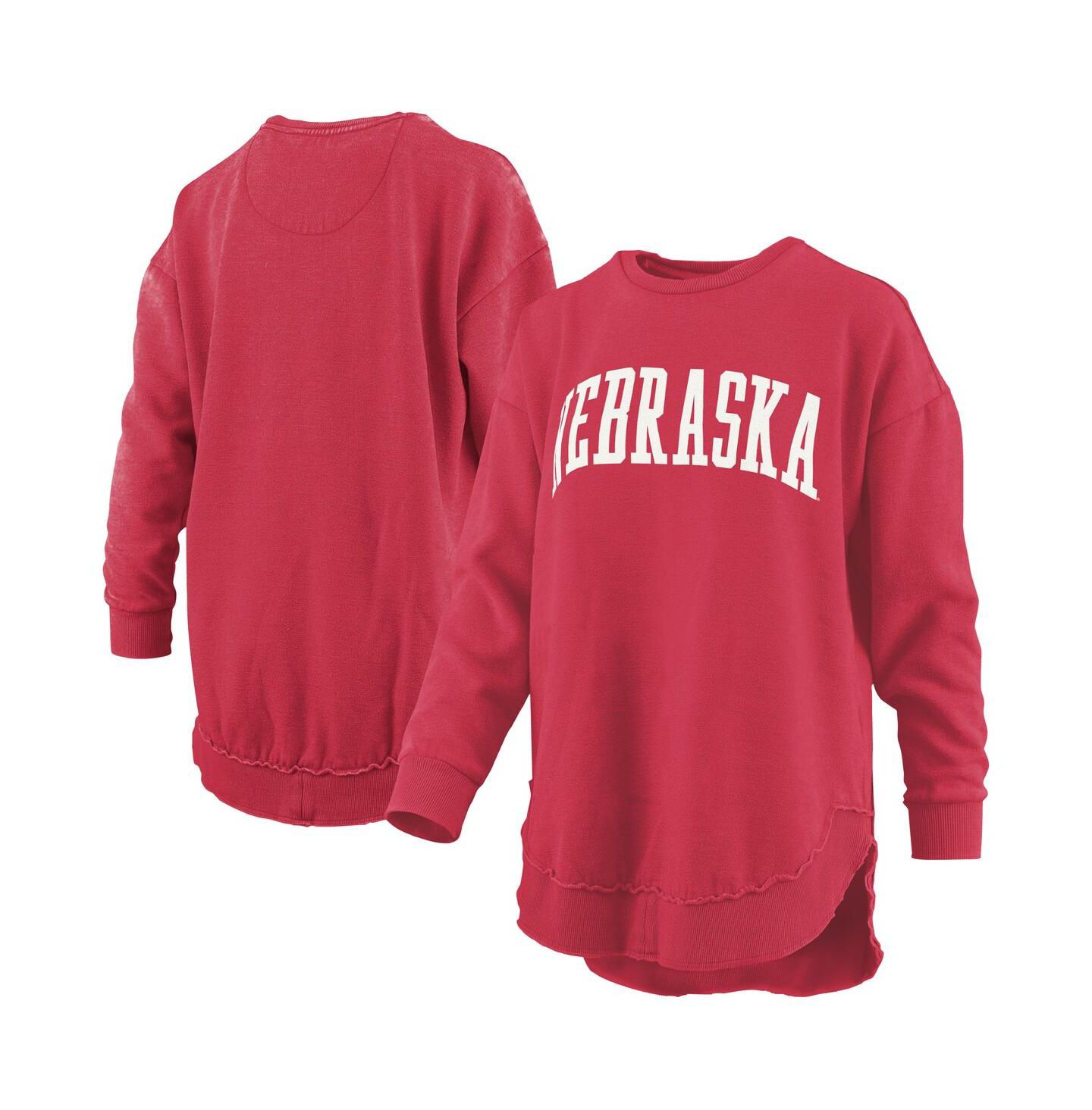 Женская толстовка Pressbox Scarlet Nebraska Huskers Mélange Poncho Vintage Fleece Long Sleeve Pullover — фото 1