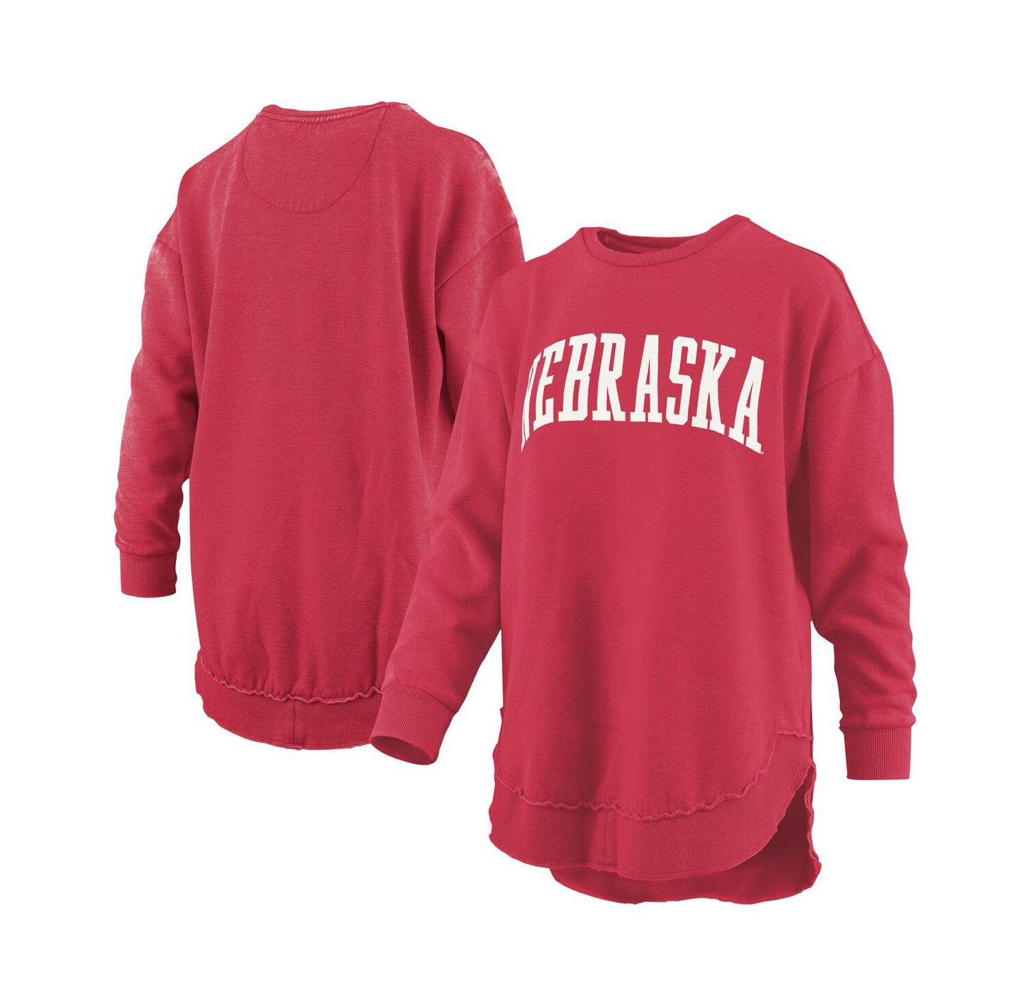Women's Scarlet Nebraska Huskers M&eacute;lange Poncho Vintage Fleece Long Sleeve Pullover Sweatshirt