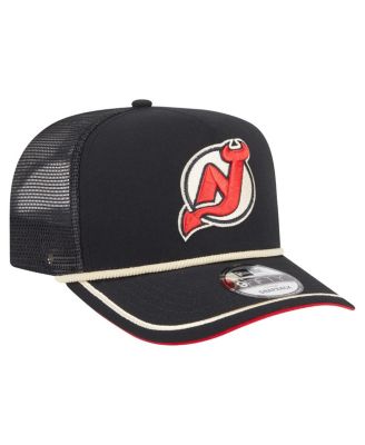 Men's Black New Jersey Devils Vintage Team Rope A-Frame 9FIFTY Snapback Hat