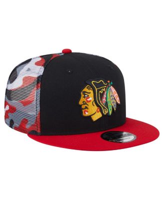 Men's Black/Red Chicago Blackhawks Camo Meshback 9FIFTY Snapback Hat