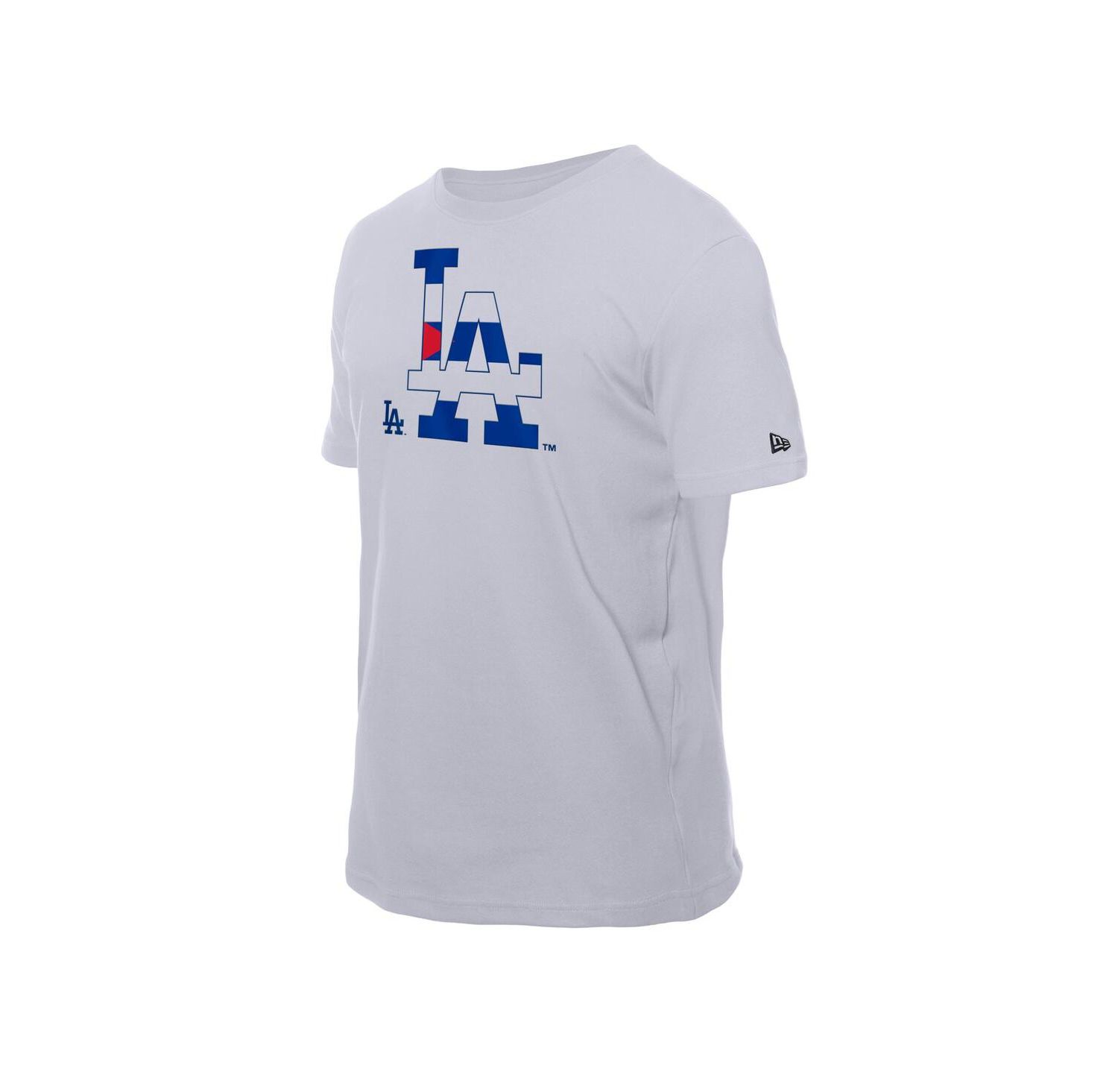 Men's White Los Angeles Dodgers Cuban Flag Logo T-Shirt