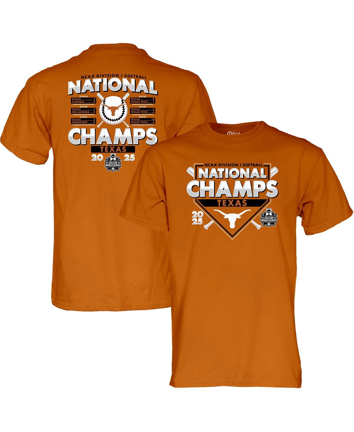 Men's and Women's Texas Orange Texas Longhorns 2025 Ncaa Softball Women's College World Series Champions Schedule T-Shirt - Texas Orange
