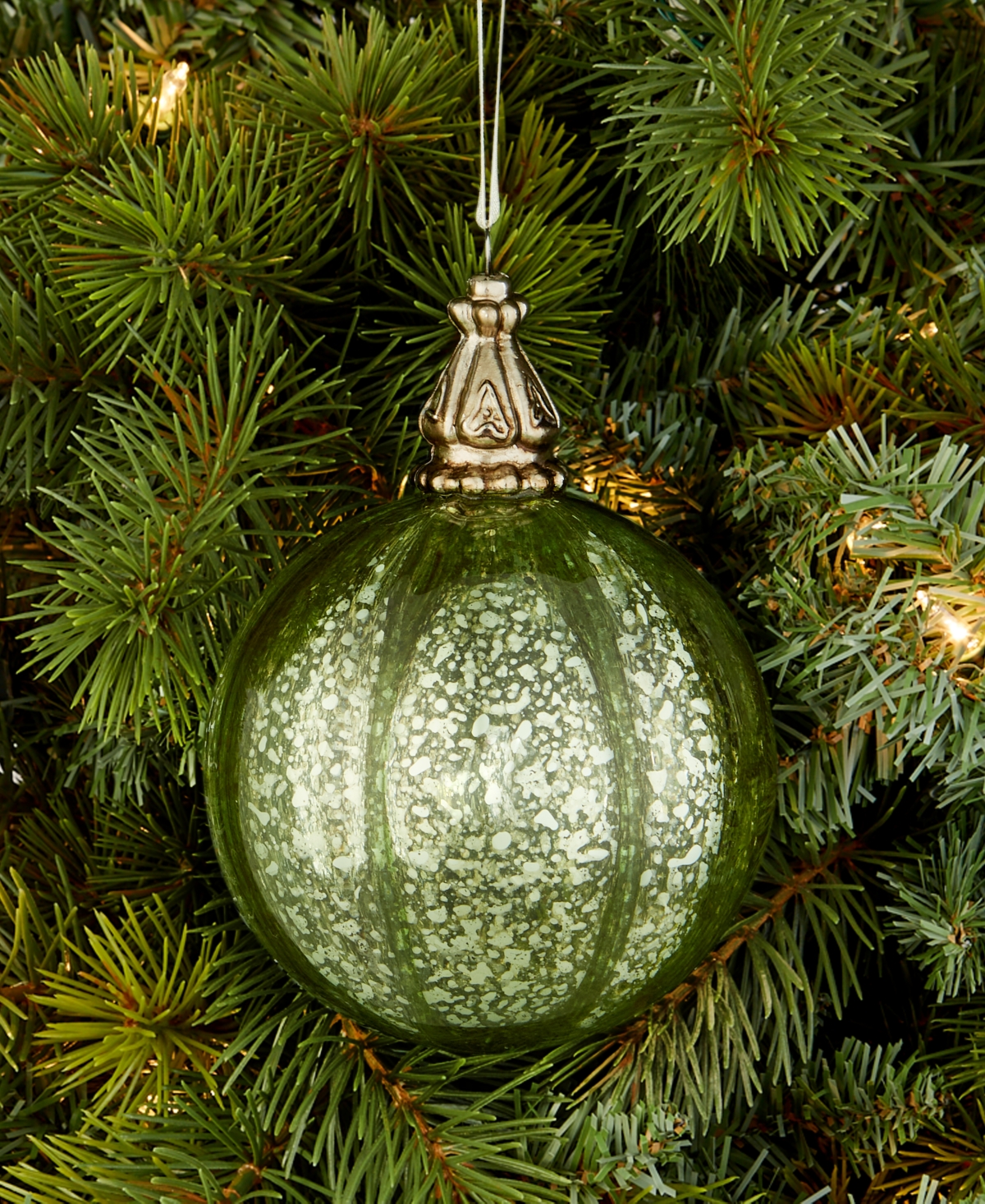 Holiday Lane Enchanted Emerald Green And Silver Ball Ornament, Macy's Exclusive In Transparent