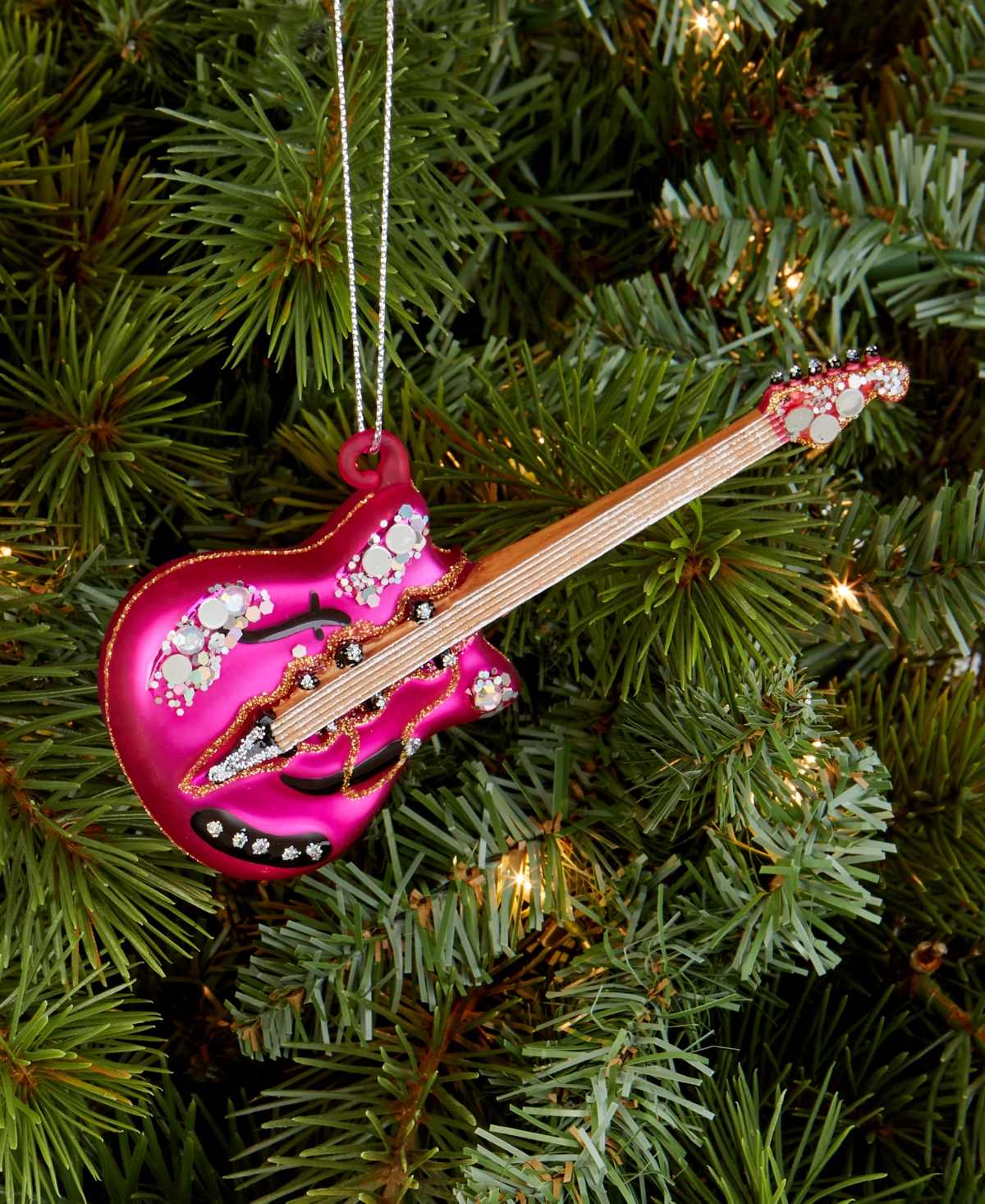 Holiday Lane Eclectic Charm Glass Guitar Ornament, Macy's Exclusive In Multi