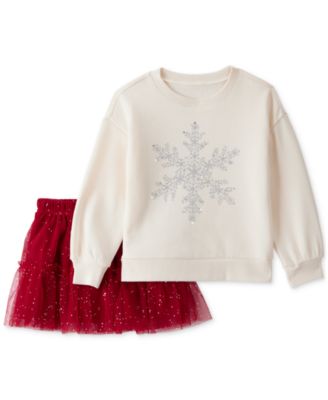 Carter's - Toddler Girls Snowflake-Print Long-Sleeve Top & Skort, 2 Piece Set