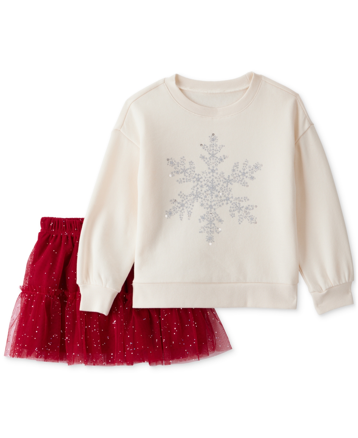 Carter's Toddler Girls Snowflake-print Long-sleeve Top & Skort, 2 Piece Set In White