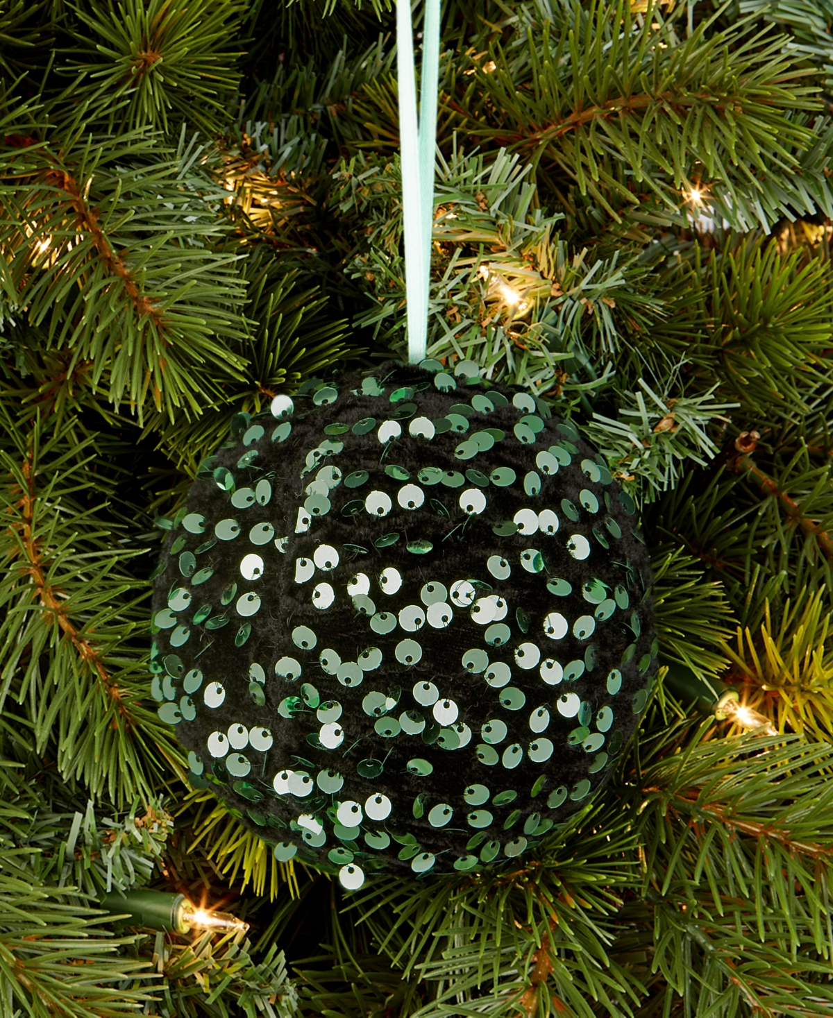 Holiday Lane Enchanted Forest Green Sequin Ball Ornament, Macy's Exclusive In Multi