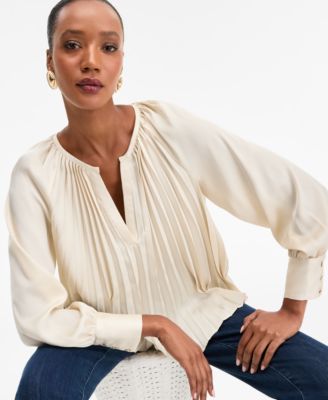Women's Pleated V-Neck Blouse, Macy's Exclusive 