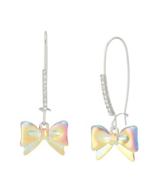 Faux Stone Kick Off Bow Dangle Earrings
