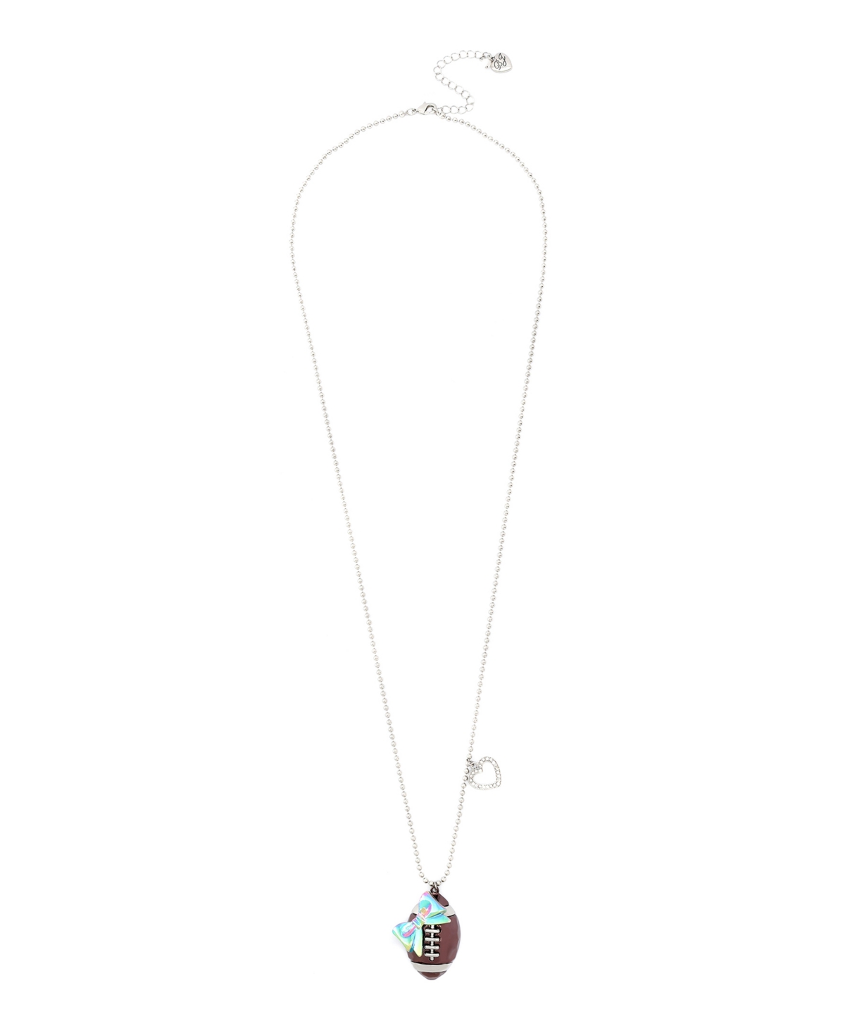 Faux Stone Kick Off Football Pendant Necklace - Crystal, Rhodium