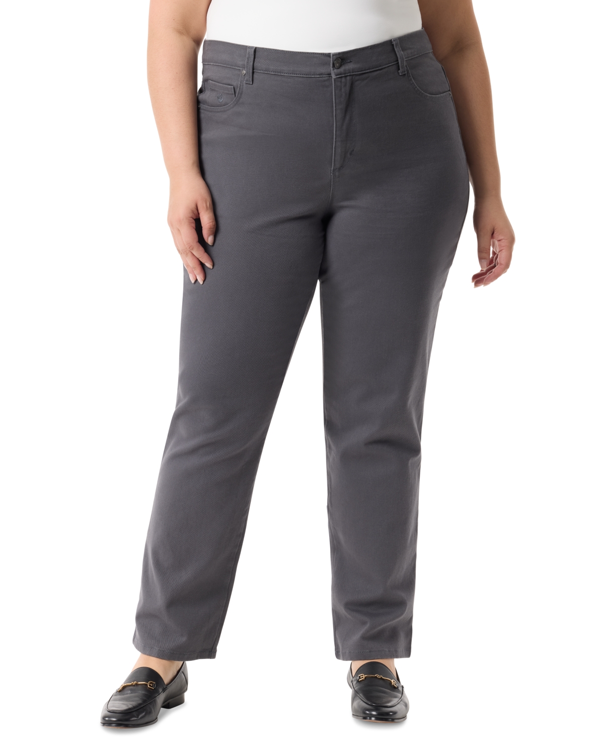 Gloria Vanderbilt Plus Size Amanda Straight-leg Jeans In Gray