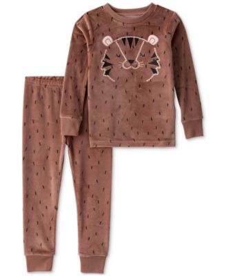 Carter's - Toddler Boys Tiger-Print Velour Long-Sleeve 2-Piece Pajamas