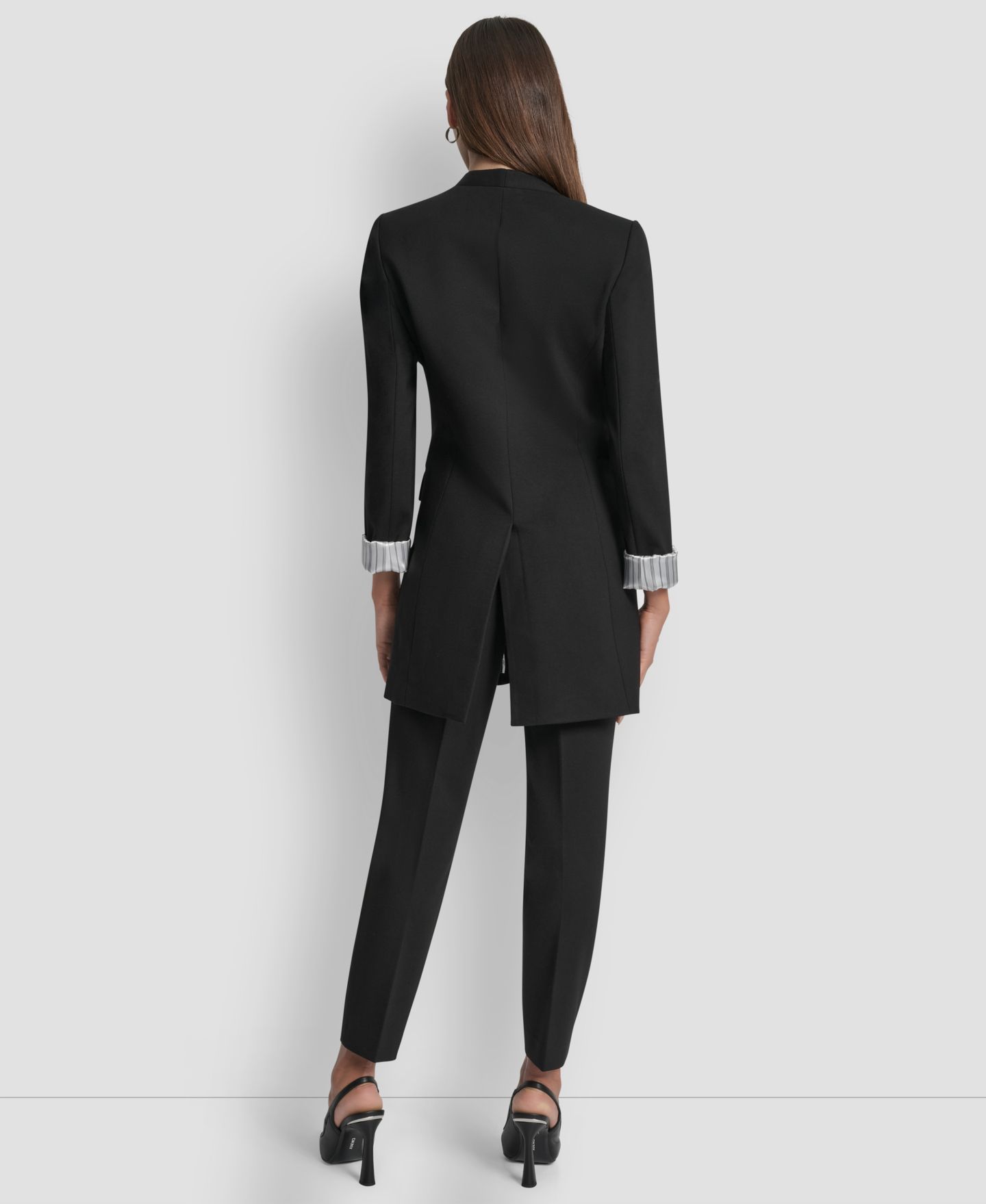 Женская куртка DKNY Collarless Open-Front Topper, цвет: Чёрный — фото 6