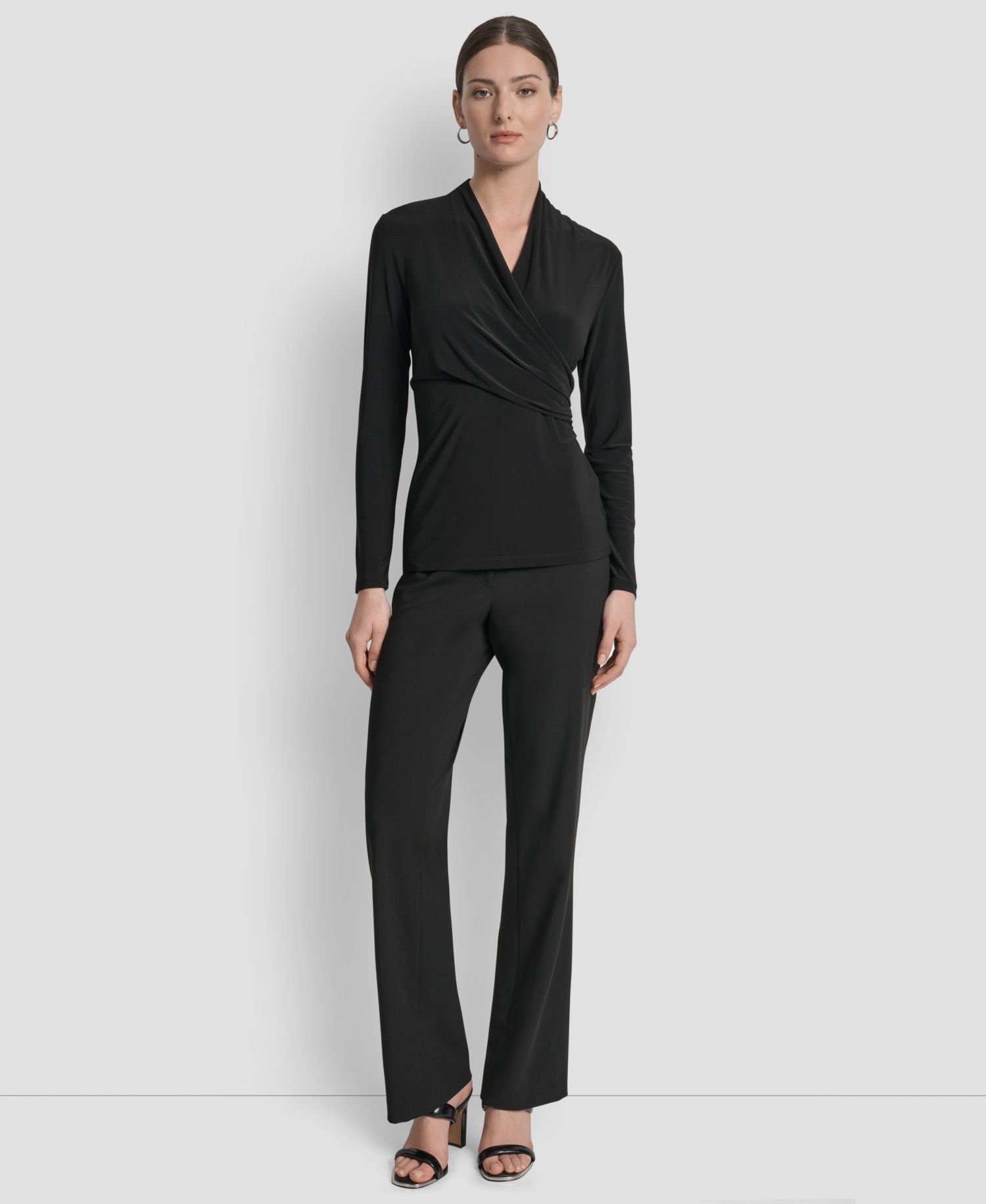 Petite Matte Jersey Faux Wrap Top