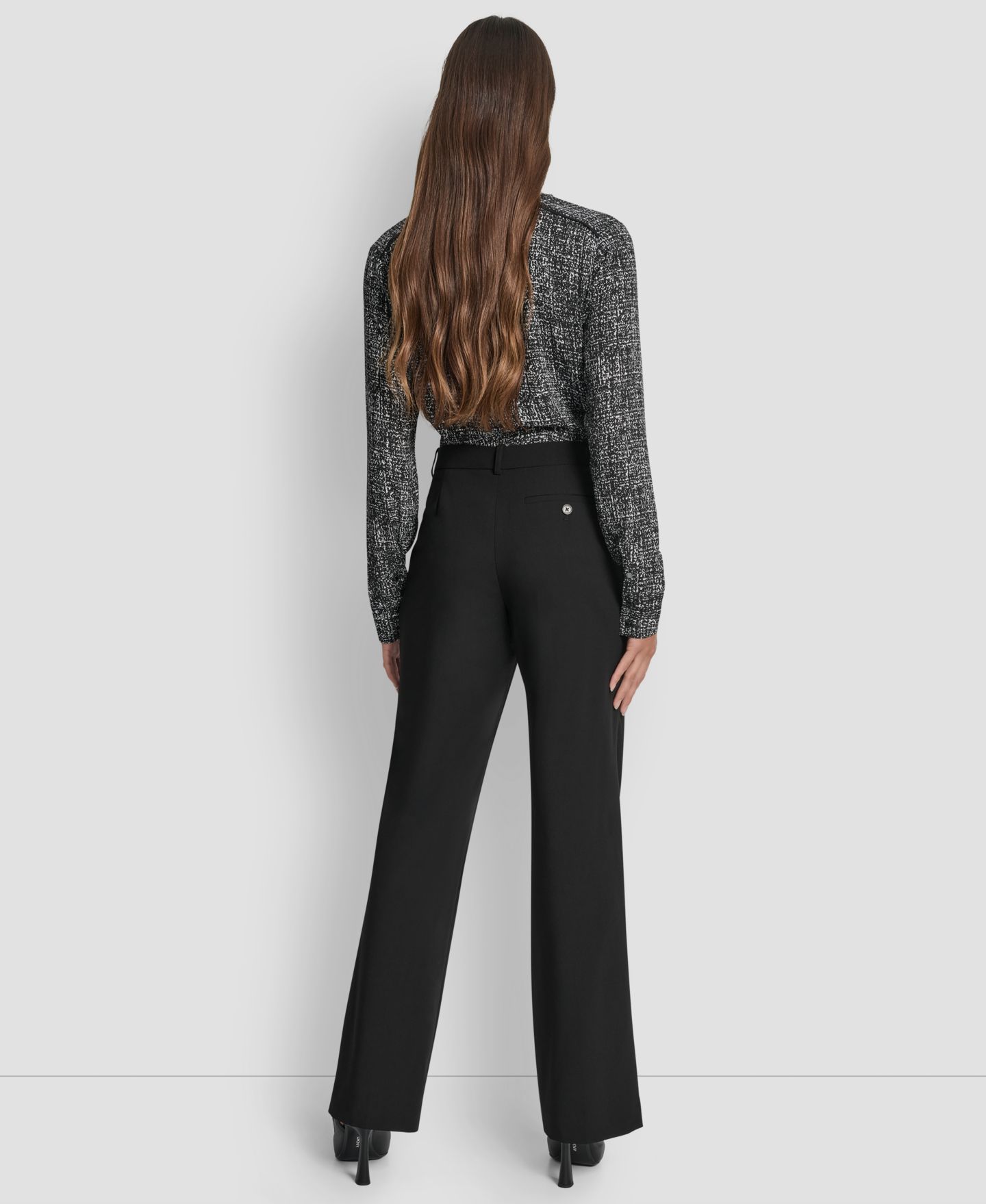 Женские брюки DKNY Modern Fit Flat-Front Trousers, цвет: Чёрный — фото 5