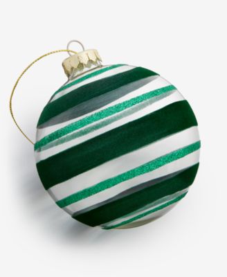 Enchanted Emerald Glass Striped Ball Ornament, Macy's Exclusive