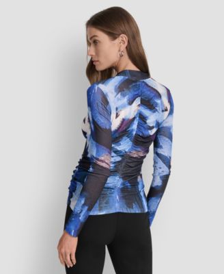 Women's Printed V-Neck Ruched Top