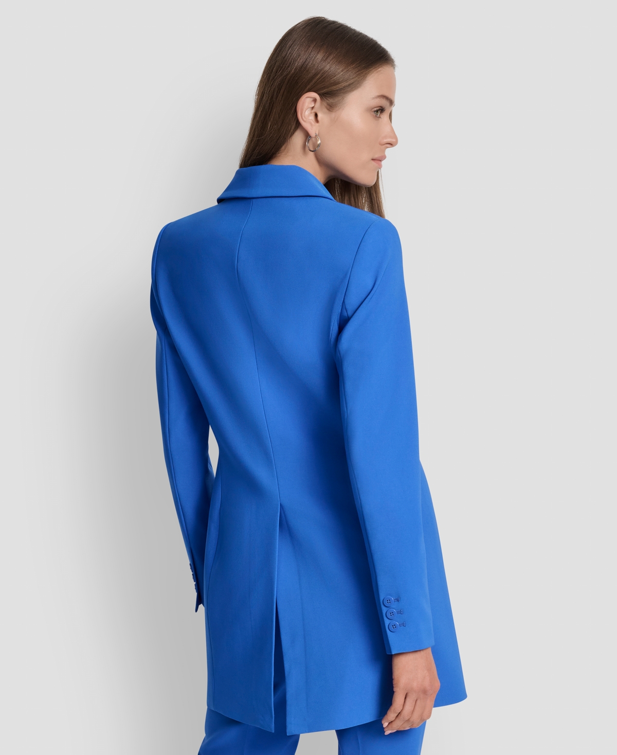 Dkny One Button Longline Blazer In Blue