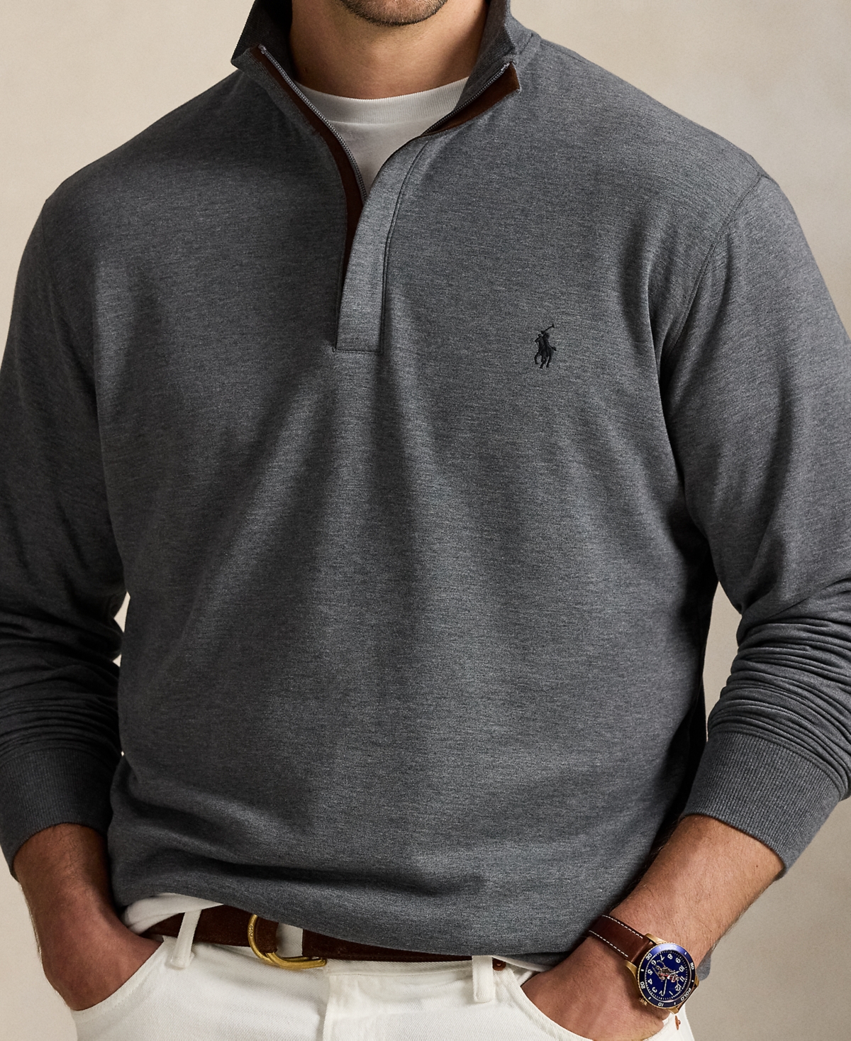 Polo Ralph Lauren Men's Big & Tall Luxury Jersey Quarter-Zip Pullover