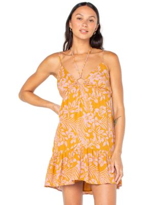 Juniors' Sunshine Crush Keyhole-Front Cutout-Back Dress