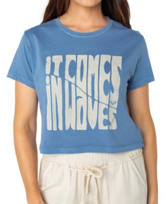 Juniors' Comes In Waves Cropped Cotton T-Shirt