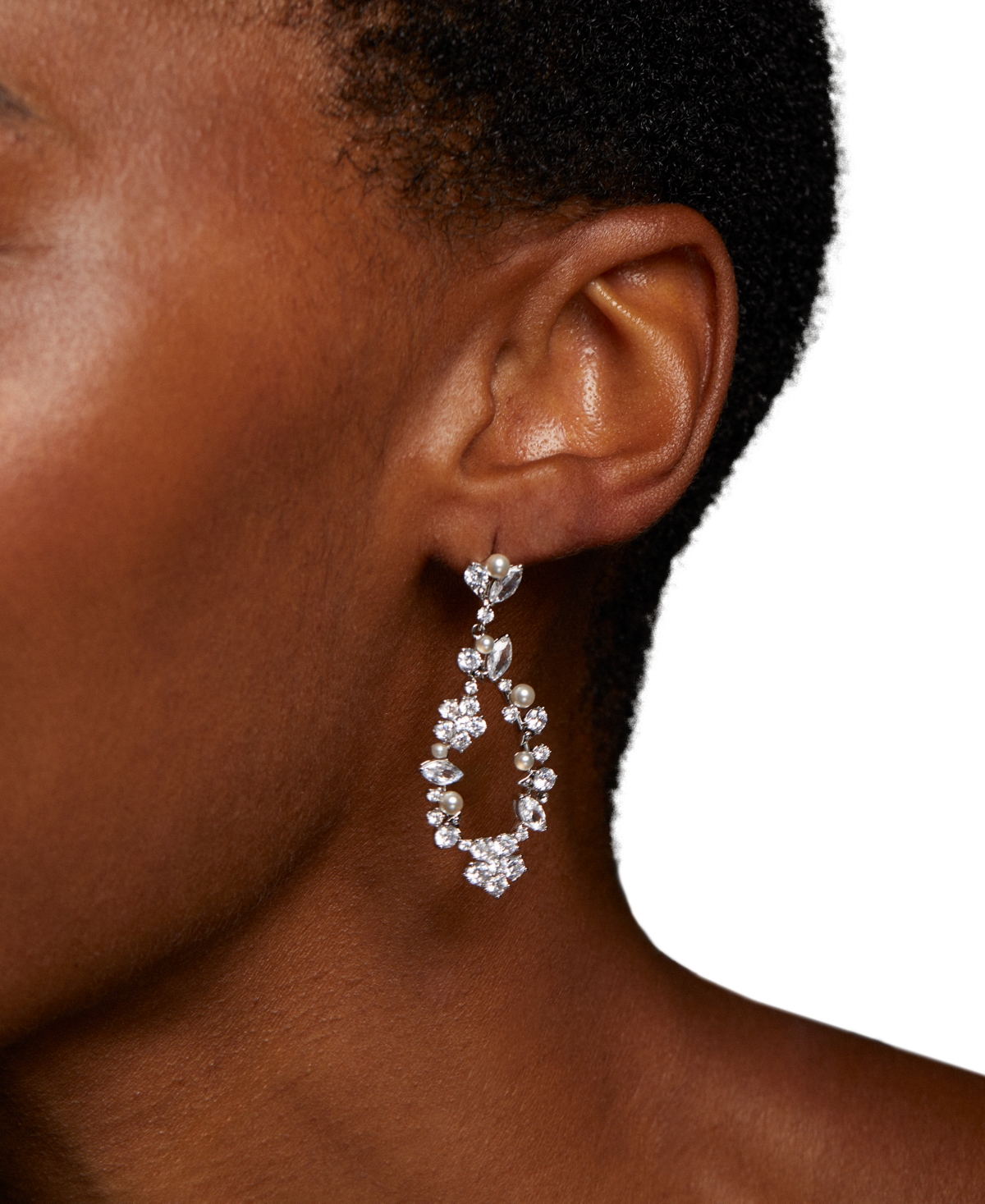 Eliot Danori Ella Cubic Zirconia & Imitation Pearl Drop Earrings In Silver