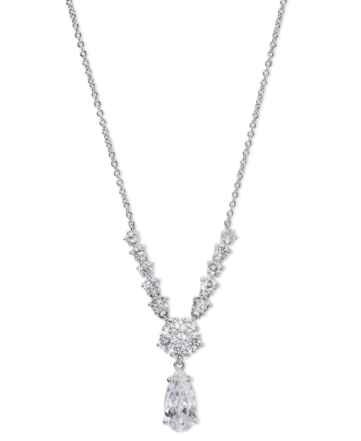 Eliot Danori Cubic Zirconia Lariat Necklace, 16" + 2" Extender, Exclusively At Macy's In Silver