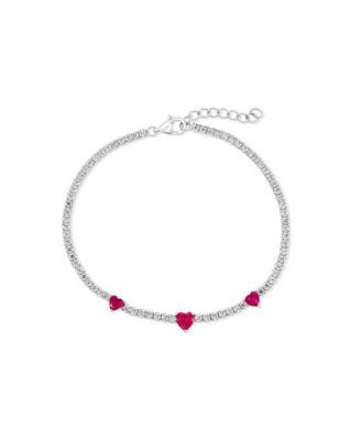 Sterling , Heart CZ Tennis Bracelet