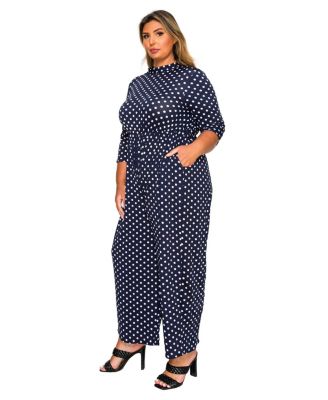 Plus Size Lunette Dot Wide Leg Jumpsuit