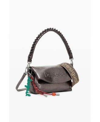 Women's Medium metallic flap bag with 3D logo
