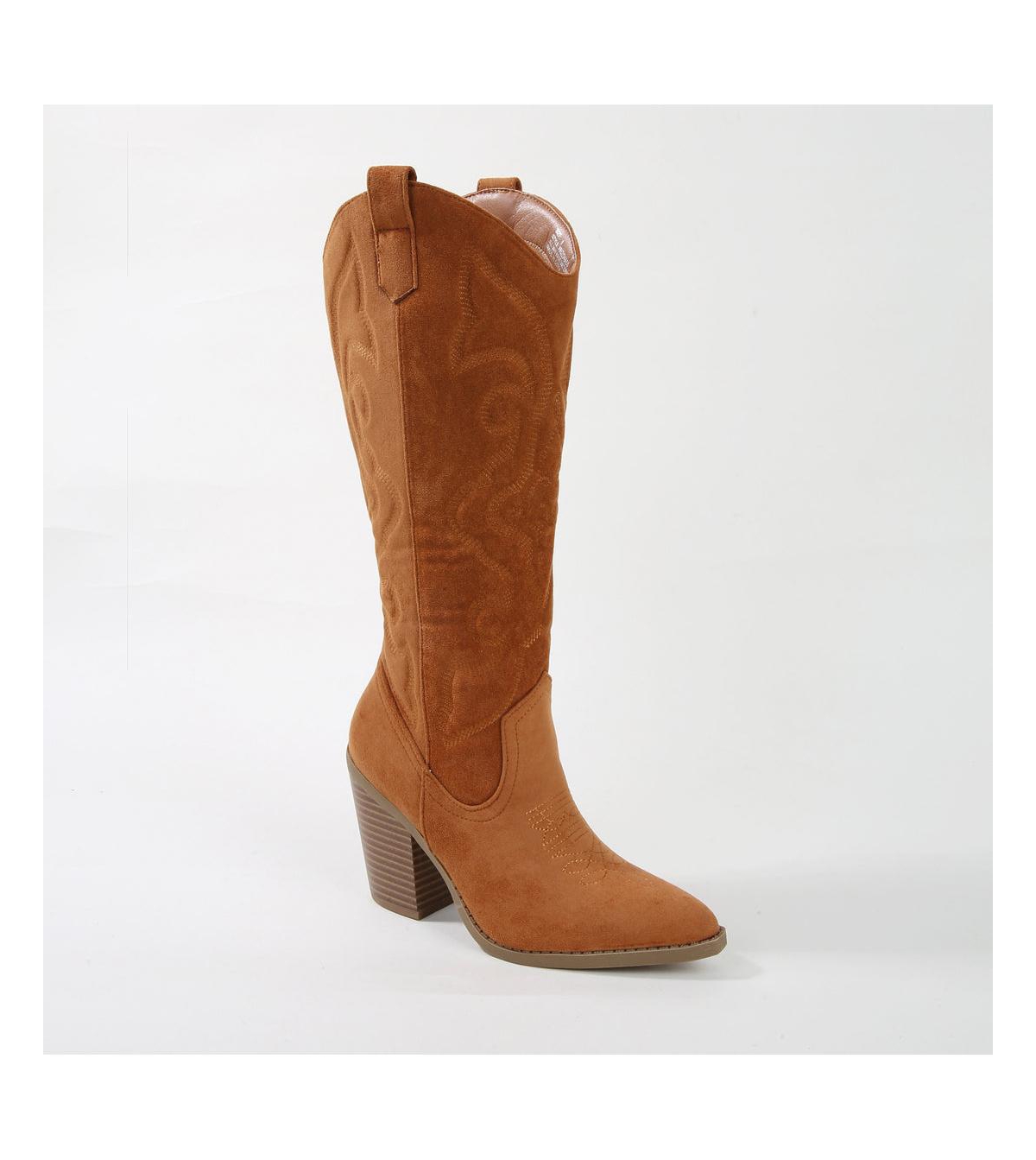 Arizona Faux Suede Western Boot - Tan