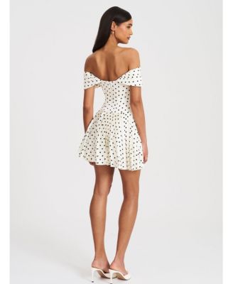 Women's Edeline Polka Dot Off-shoulder Pleated Mini Dress